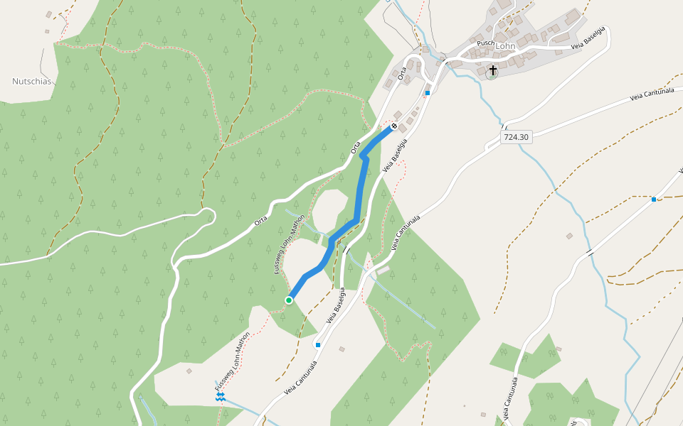 Klangweg Lohn (Tùn Resùn) walking route map in Muntogna da Schons