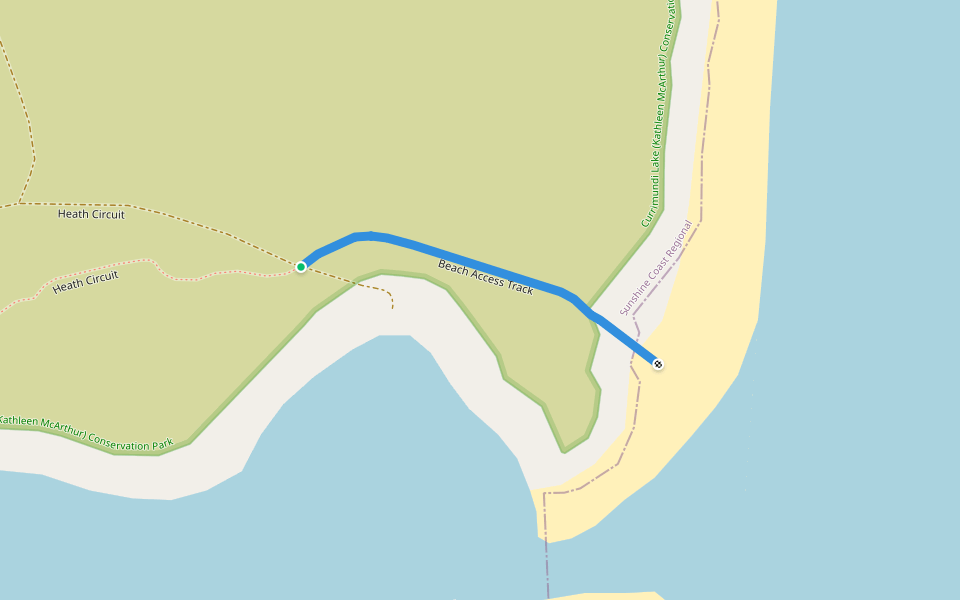 Beach Access Track walking route map in Wurtulla
