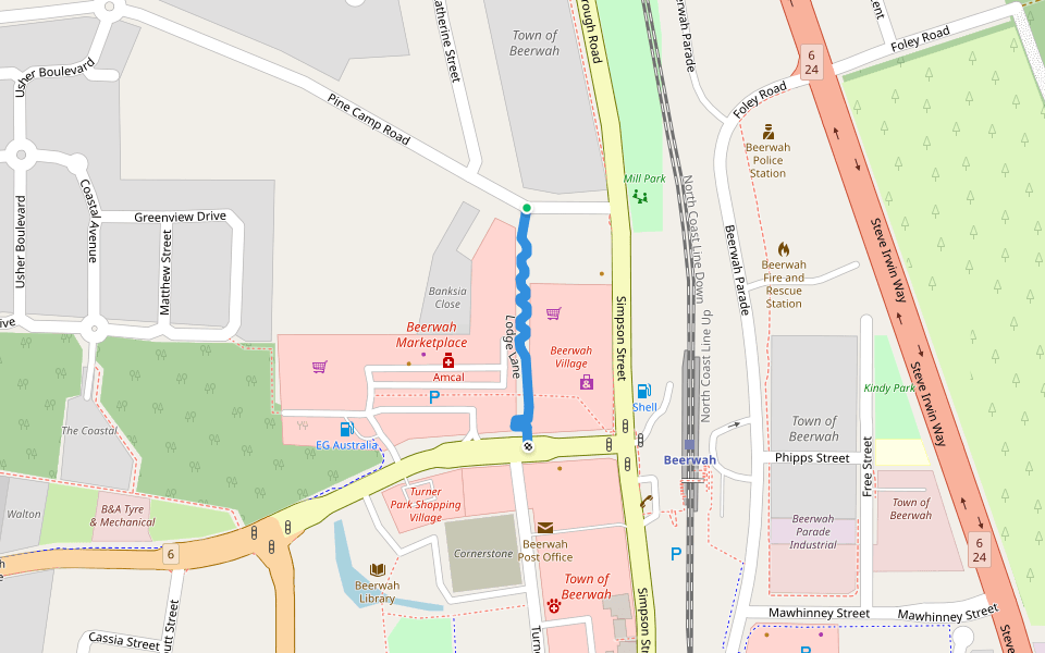 Lodge Lane walking route map in Beerwah