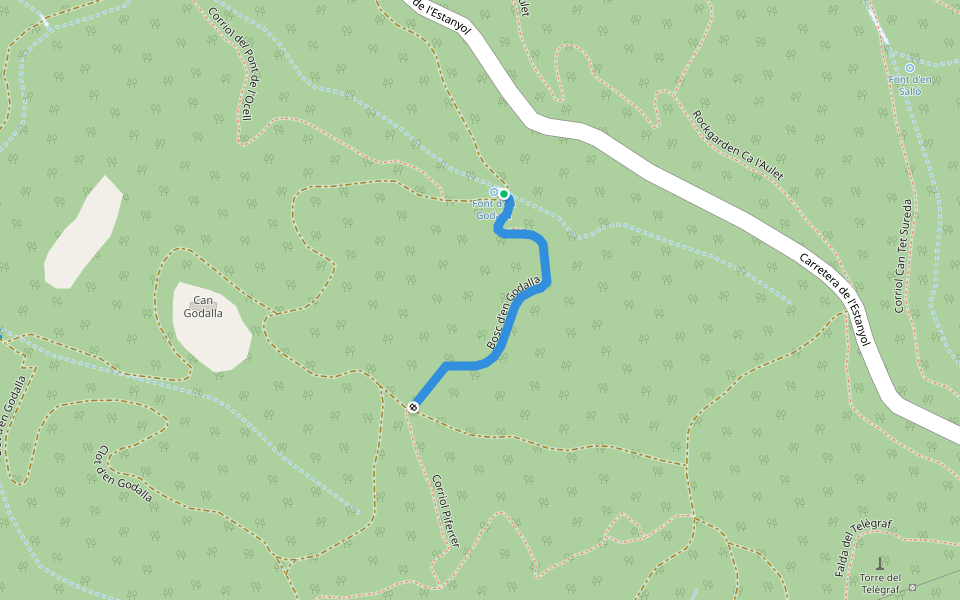 Bosc d'en Godalla walking route map in Bescanó