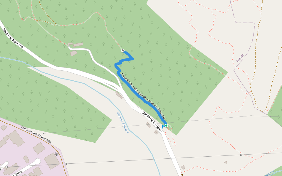 Chemin de mémoire du camp de Rieucros walking route map in Mende