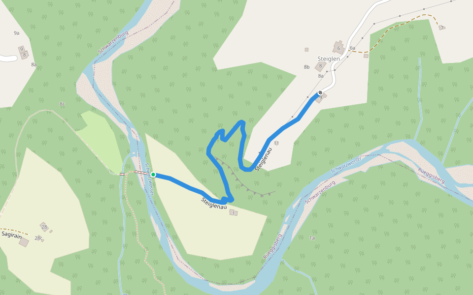 Steiglenau walking route map in Schwarzenburg