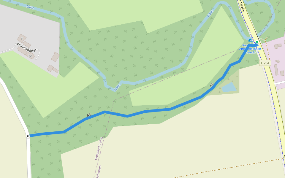 A3 walking route map in Oldendorf (Luhe)