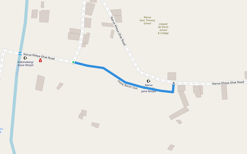 Peyaj Bazar Goli walking route map in Garakhola