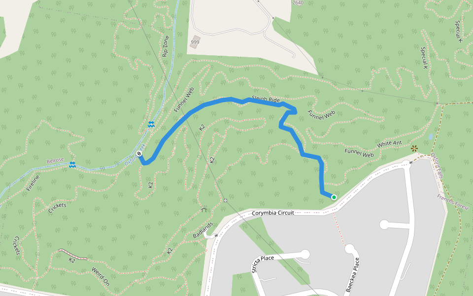 Sleigh Ride walking route map in Frenchs Forest