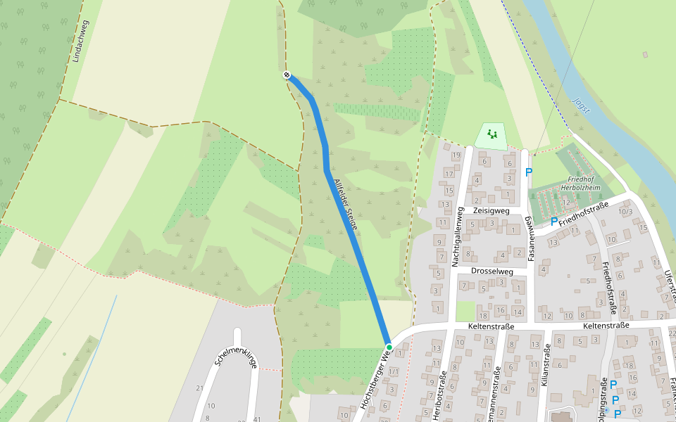 Allfelder Steige walking route map in Neudenau