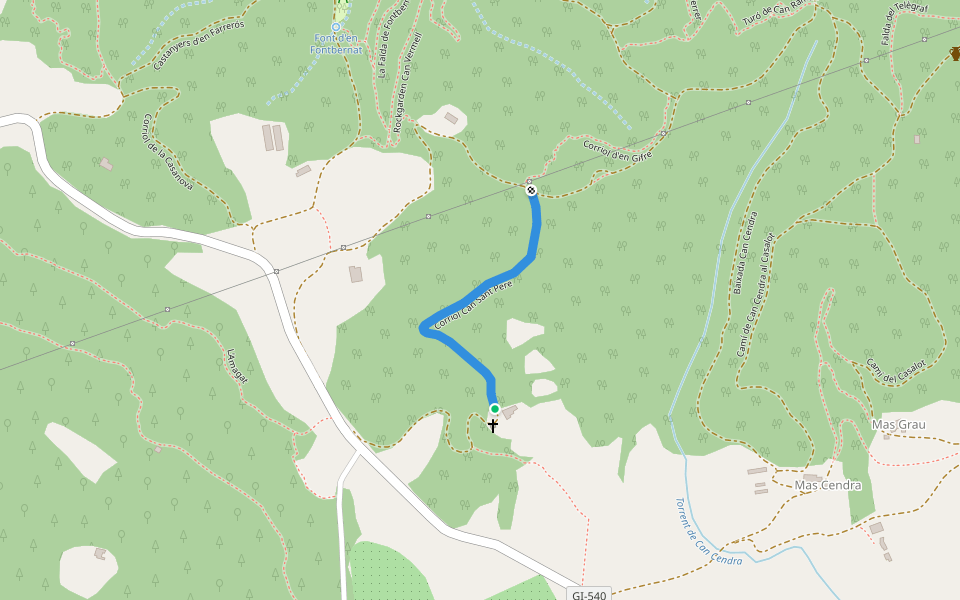 Corriol Can Sant Pere walking route map in Girona