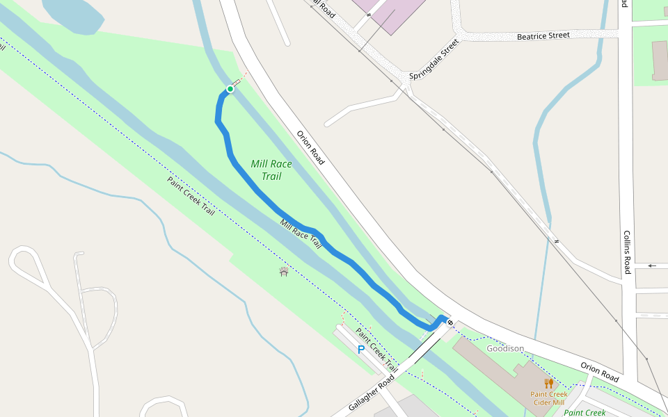 Mill Race Trail walking route map in Rochester