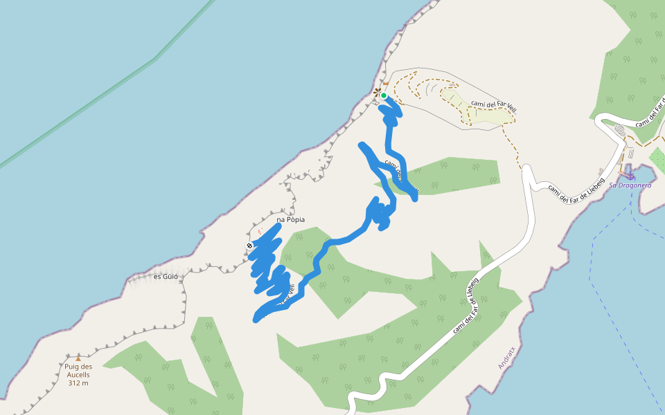 camí del Far Vell walking route map in Andratx