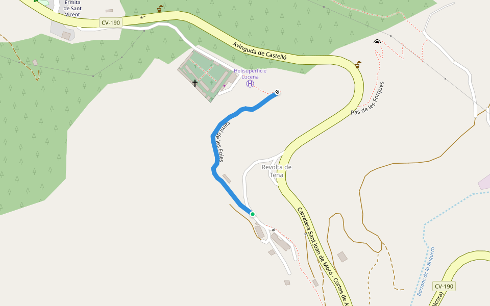 camí de les Foies walking route map in Lucena del Cid