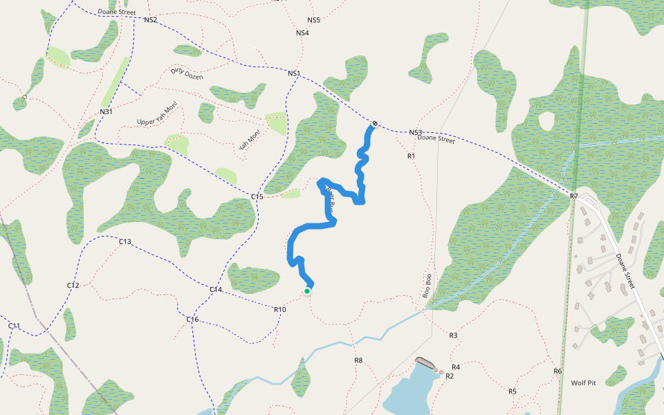 Beer Run walking route map in Cohasset