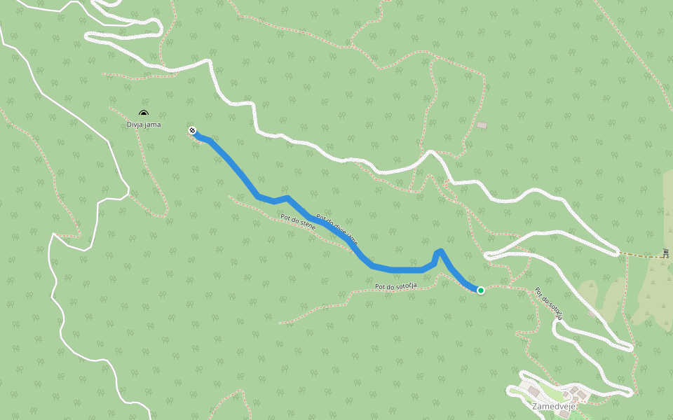 Pot do divje jame walking route map in Plave