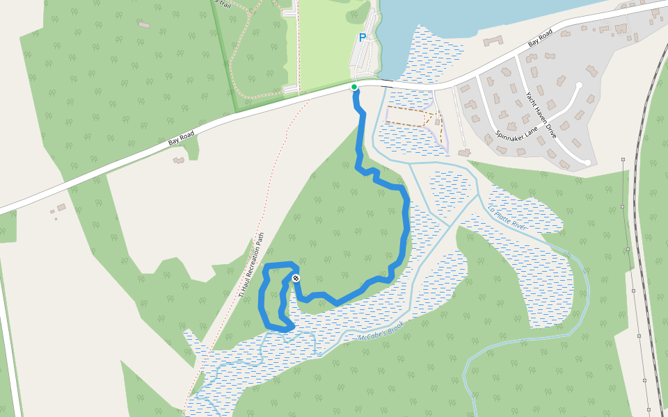 LaPlatte River Marsh Nature Trail walking route map in Shelburne