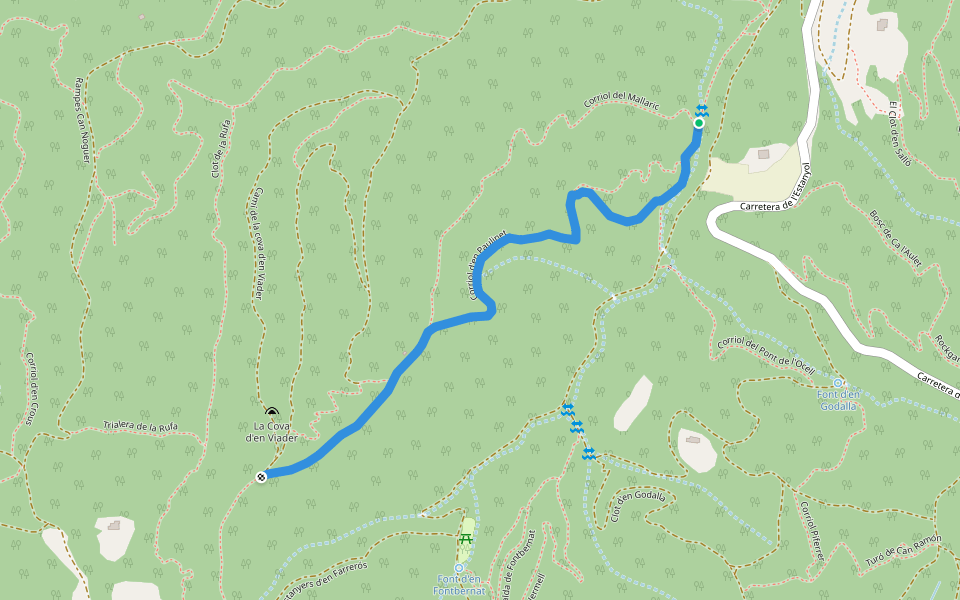 Corriol d'en Paulinet walking route map in Girona
