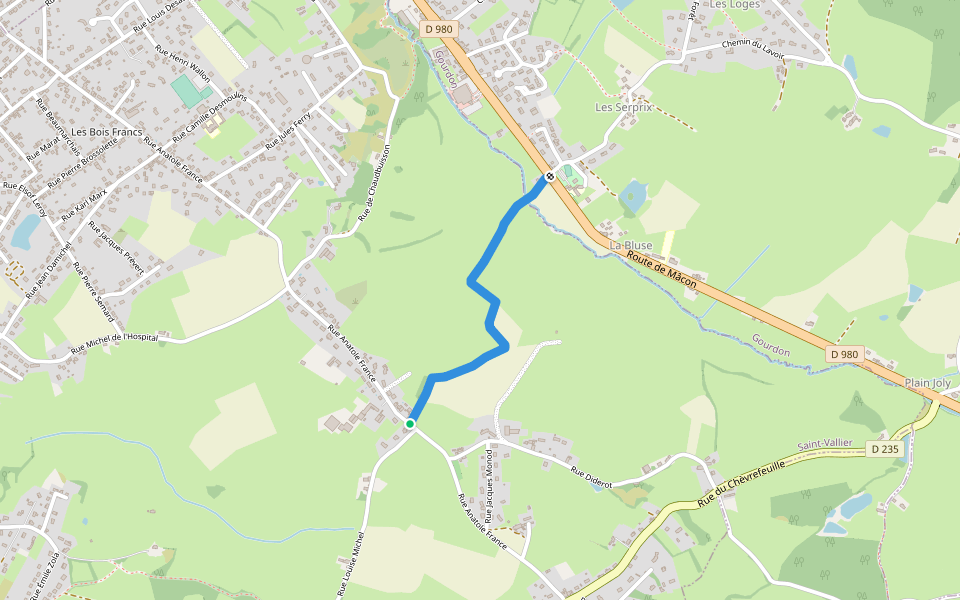 Chemin des Crottes walking route map in Saint-Vallier