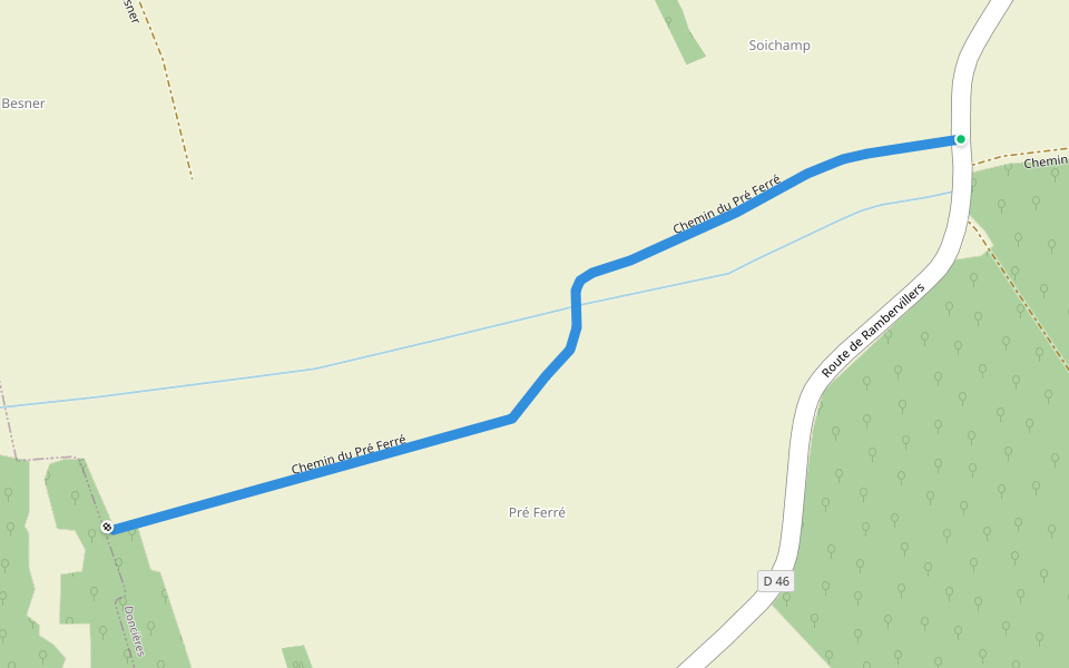 Chemin du Pré Ferré walking route map in Doncières