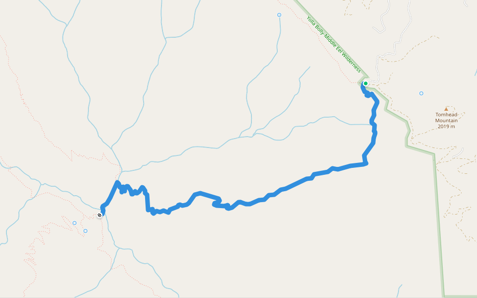 Syd Cabin Ridge Trail walking route map in Red Bluff