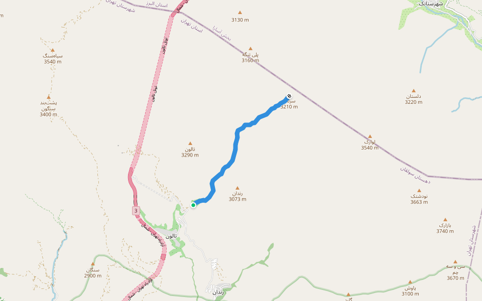 قله سَرلَت walking route map in Talun