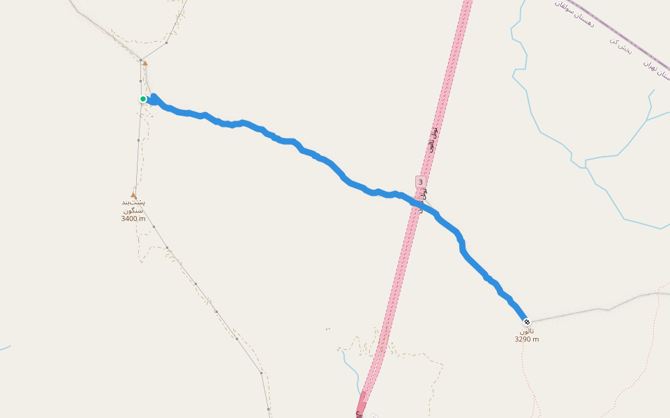 تالون _ سیاه سنگ از خط الراس walking route map in Laniz