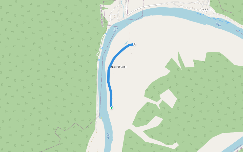 Колхозная улица walking route map in Verkhnii Suyan