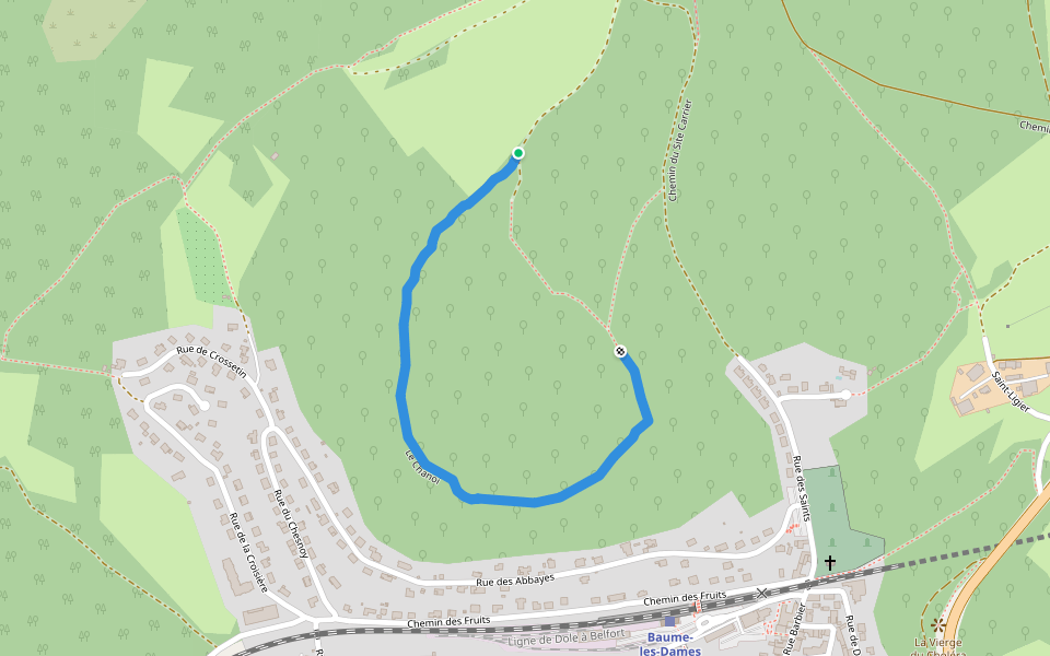 Le Chanoi walking route map in Baume-les-Dames