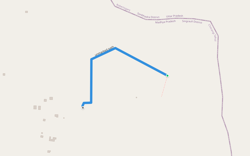 unmarked path walking route map in Jharkatia