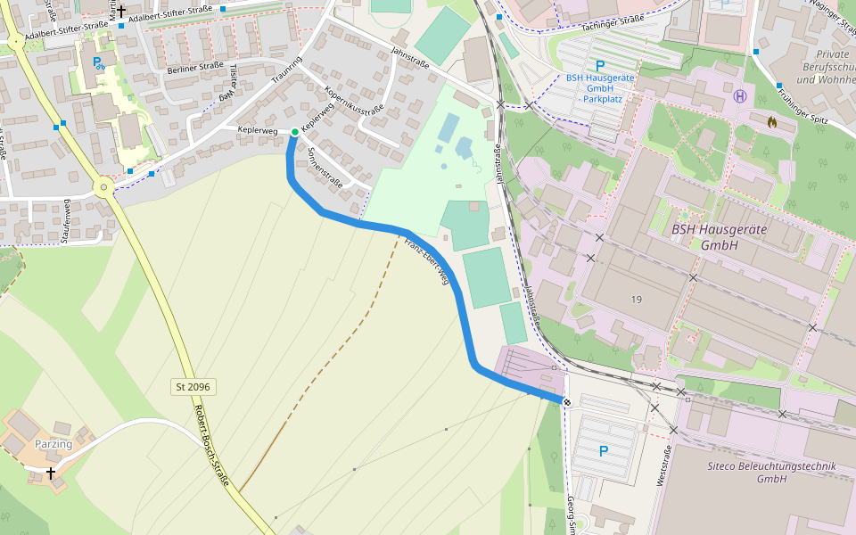Franz-Ebert-Weg walking route map in Traunreut