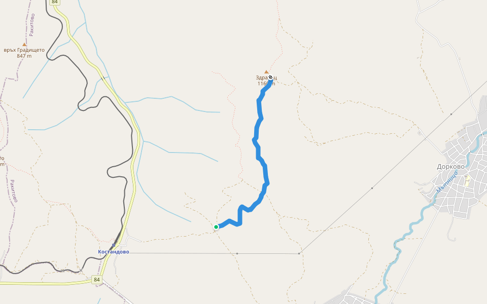 Alkov kamak - Zdravets walking route map in Kostandovo