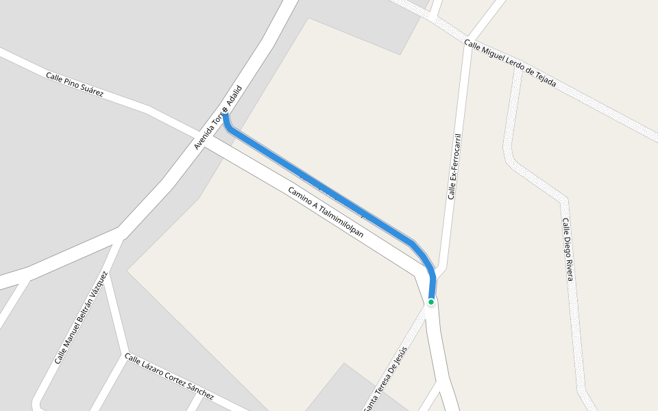 Camino A Tlalmimilolpan walking route map in Otumba de Gómez Farías