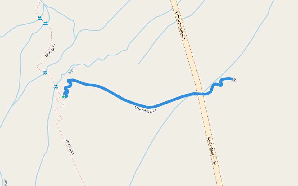 Lágarstíggjur walking route map in Oyrareingir