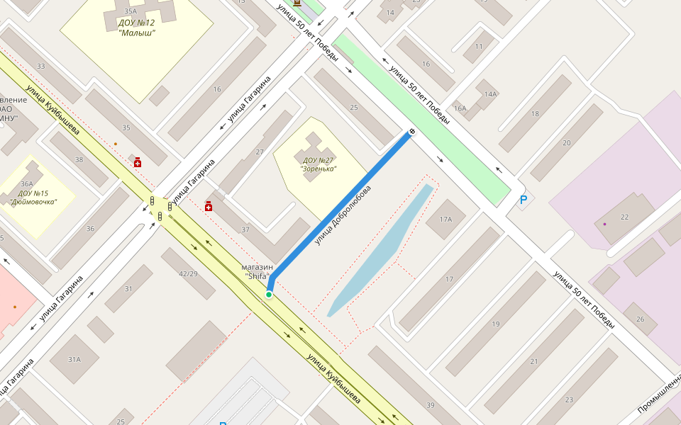 улица Добролюбова walking route map in Leninogorsk