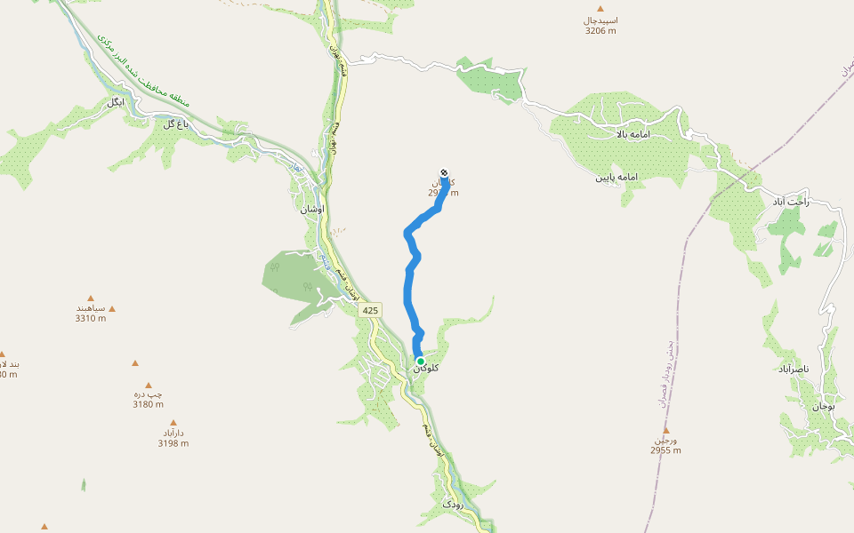 پاکوب قله کلوگان walking route map in Kalugan