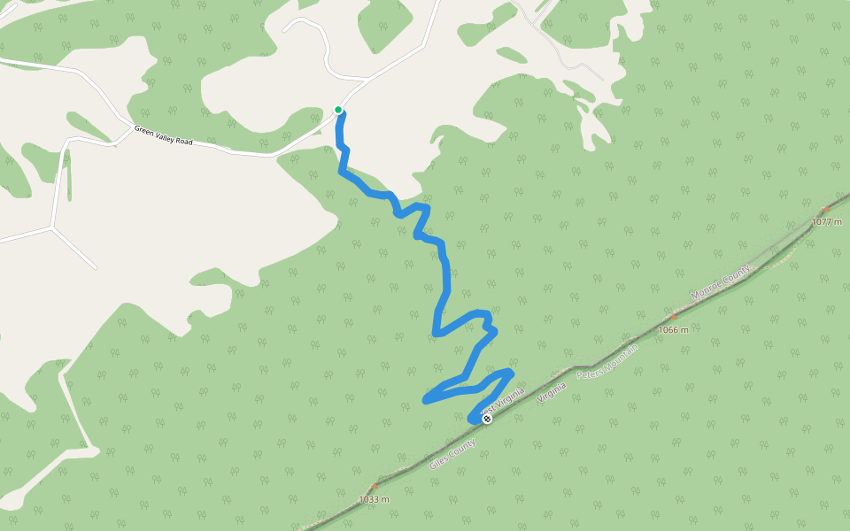 Groundhog Trail walking route map in Lindside