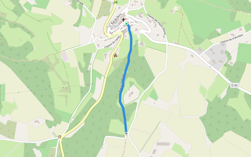 Rue du Déffends walking route map in Aurel