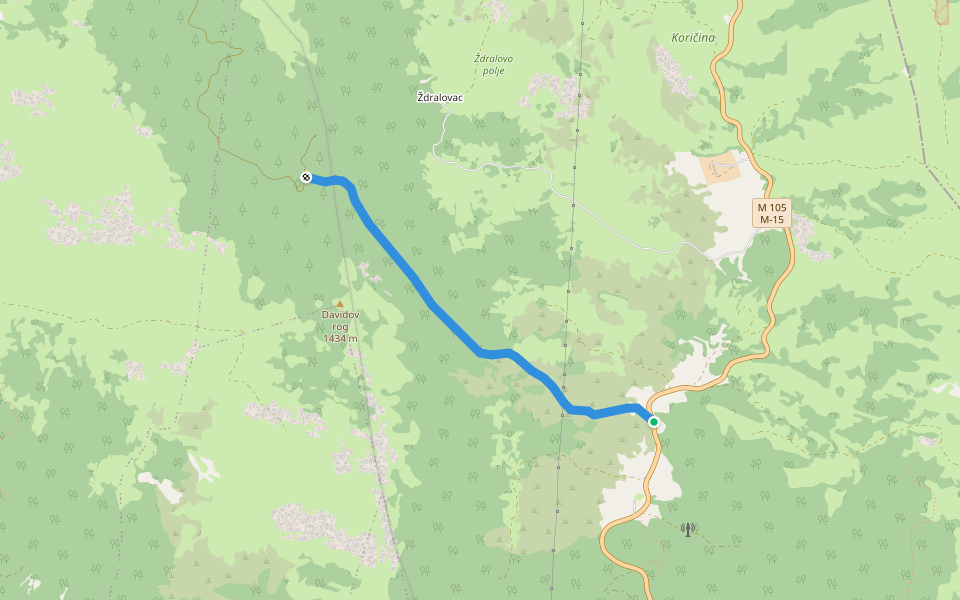 Kosi put walking route map in Priluka