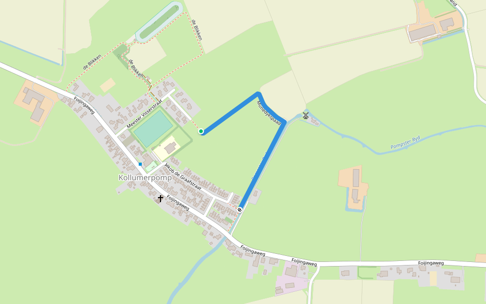 Mûnedykspaad walking route map in Kollumerpomp