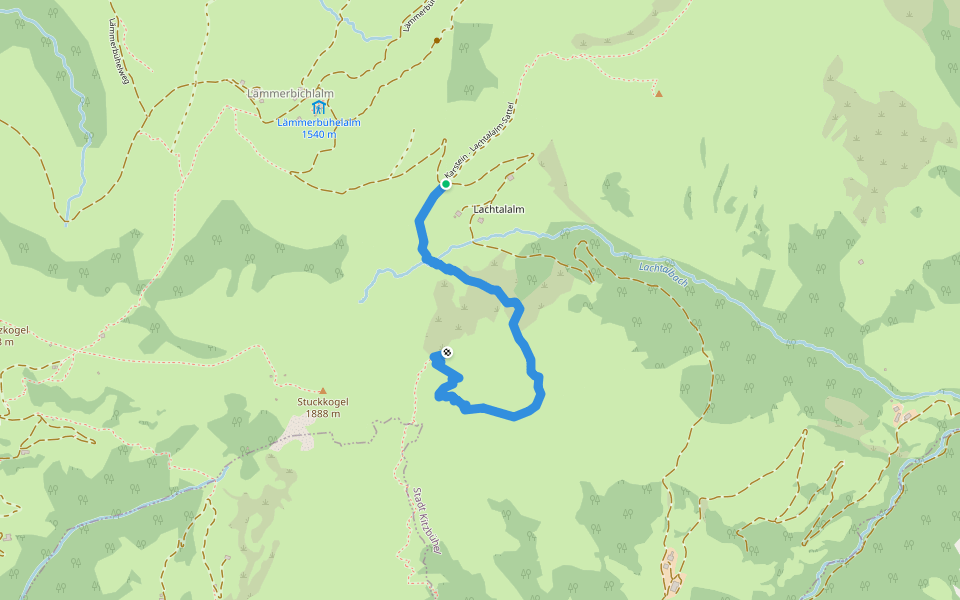 Lachtalalm-Sattel - Stuckkogel-Vorbau walking route map in Kitzbühel