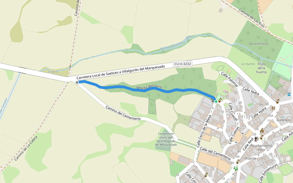 Vereda del Cerro walking route map in Villalgordo del Marquesado