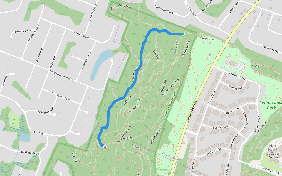 Spruce - Inner Trail walking route map in Cedar Grove