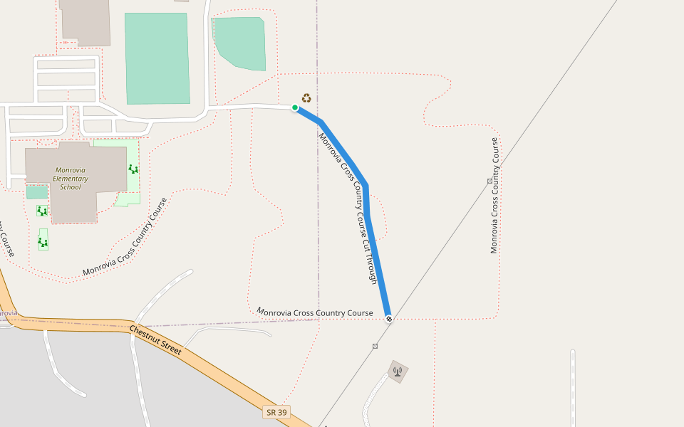 Monrovia Cross Country Course Cut Through walking route map in Monrovia