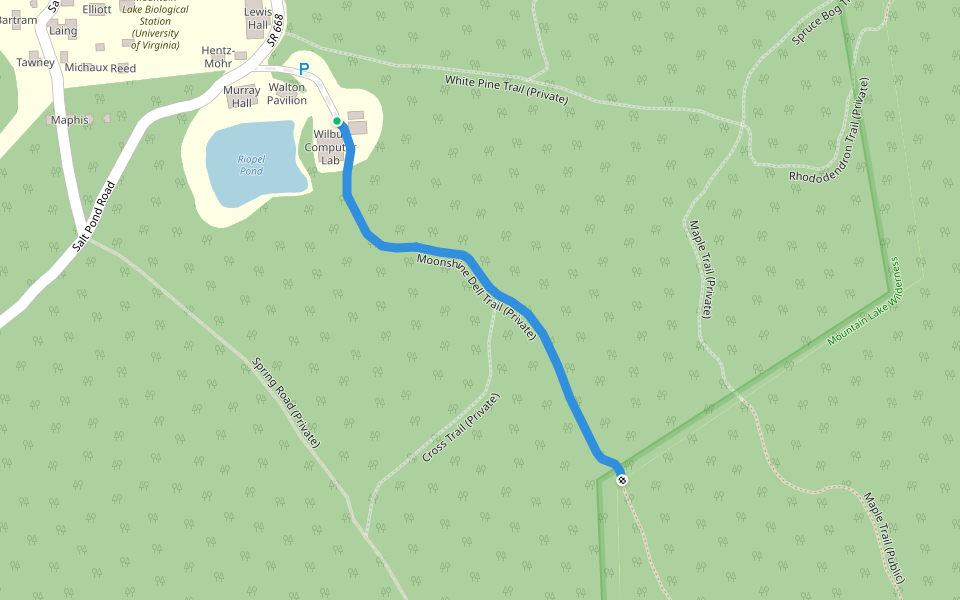 Moonshine Dell Trail (Private) walking route map in Pembroke