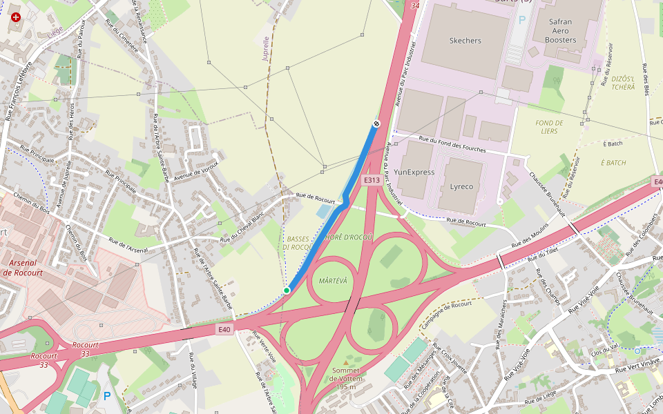Chemin de crête walking route map in Luik