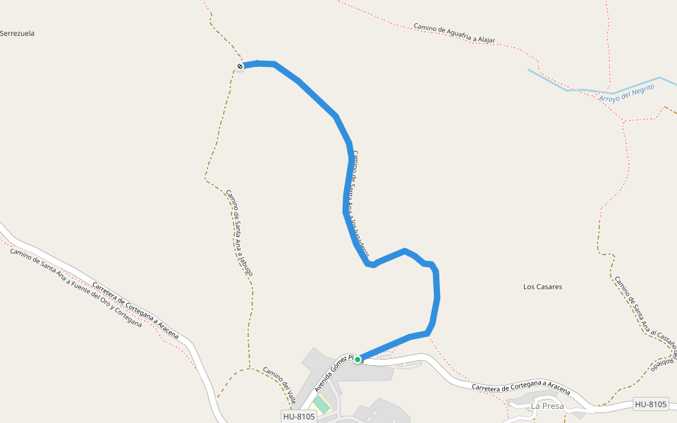 Camino de Santa Ana a los Jugaderos walking route map in Santa Ana la Real