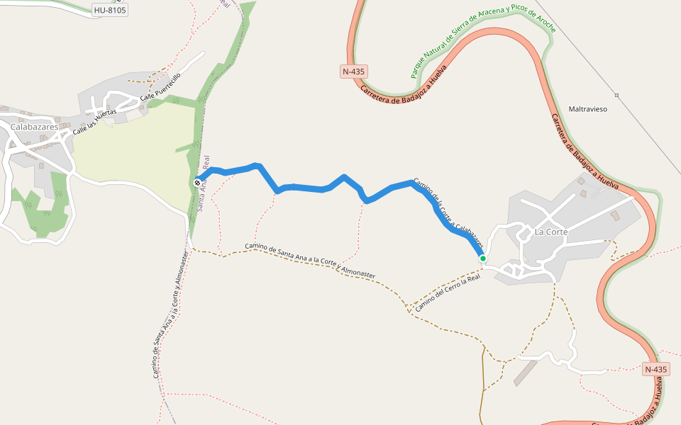 Camino de la Corte a Calabazares walking route map in Santa Ana la Real