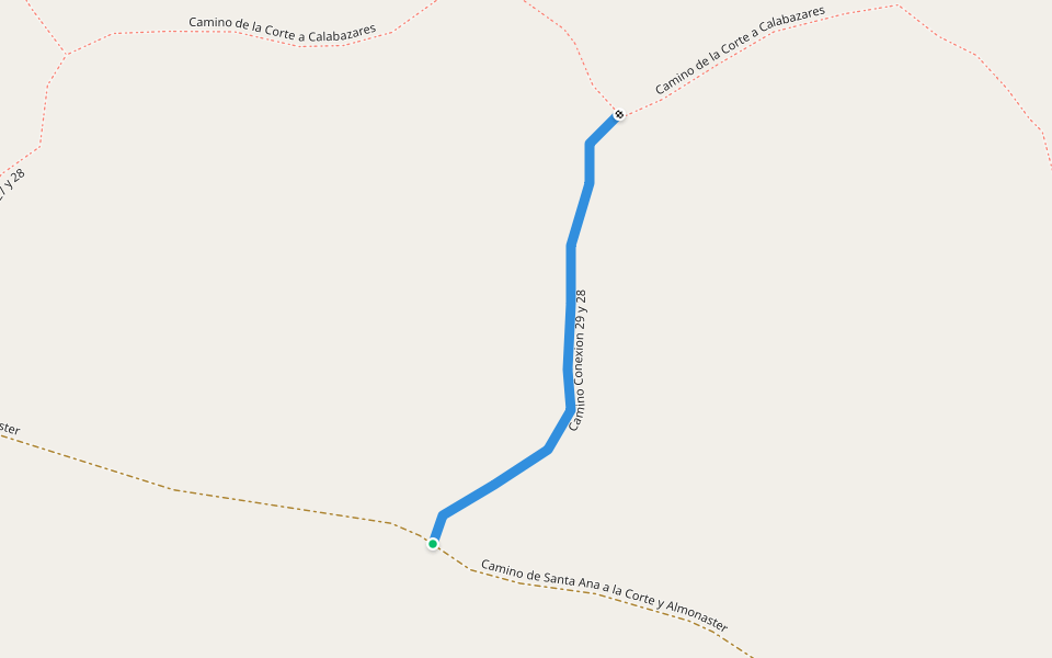 Camino Conexion 29 y 28 walking route map in Santa Ana la Real