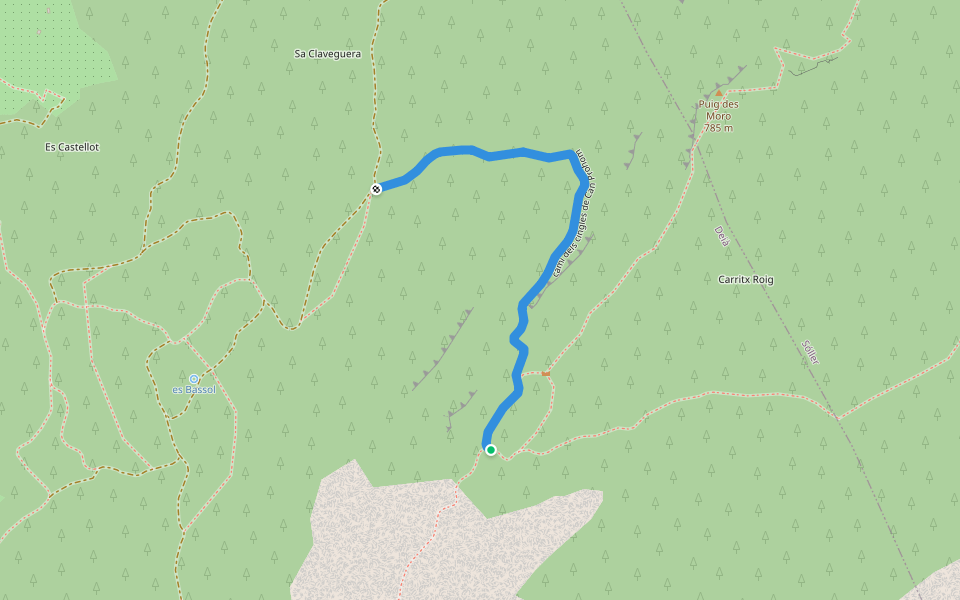 camí dels cingles de Can Prohom walking route map in Deià