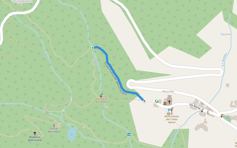 Strada Comunale della Portiglia walking route map in Mocchie