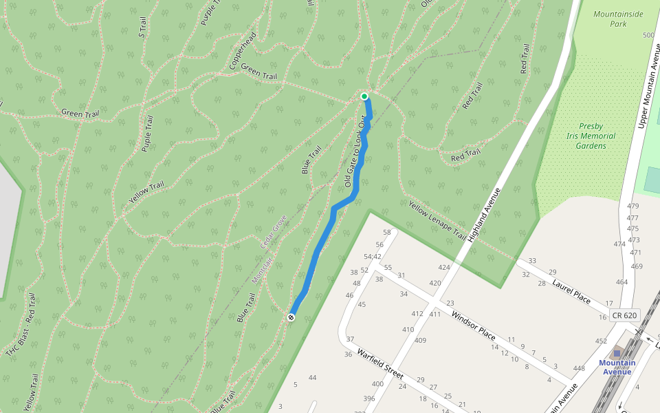 Old Gate to Look Out walking route map in Montclair