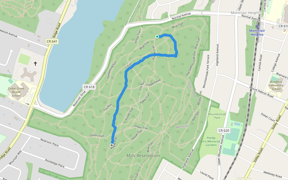 S Trail walking route map in Cedar Grove