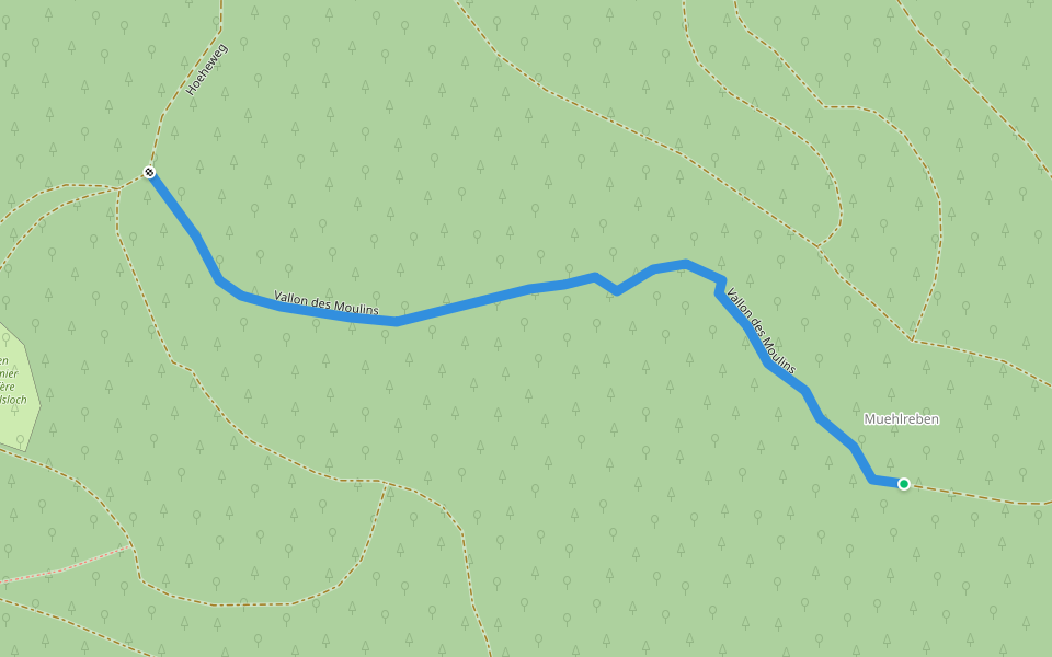 Vallon des Moulins walking route map in Saint-Hippolyte